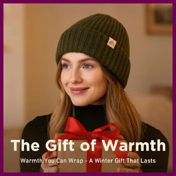 Fleece Lined Merino Wool Beanie Warm Knit Cuffed Hat Unisex Winter Stocking Cap